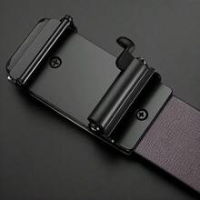 Men's Casual Black Automatic Buckle Belt - Fashionable Business Style, Ideal Gift For Husband Or Boyfriend, PU Material Suitable For Jeans And Office Wear