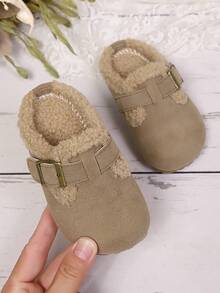 Zapatillas planas con forro de felpa para niños/niñas pequeños, aptas para el invierno