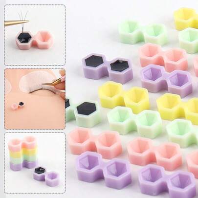 200pcs Fashion Women's Beauty Tool Set, Diamond Glue Cup For Eyelash Extension With Dual Wells (Conical Shape), Eyelash Technician & Beautician Essential Tools, Suitable For Daily Eyelash Application.