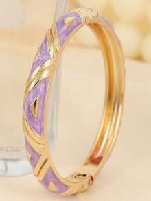 1 pieza Brazalete estilo vintage chapado en oro con esmalte, brazalete dorado, accesorio de joyería para mujeres y niñas, adecuado para la Gala Met, festivales de música, fiestas de lujo, regalo de coleccionista de lujo