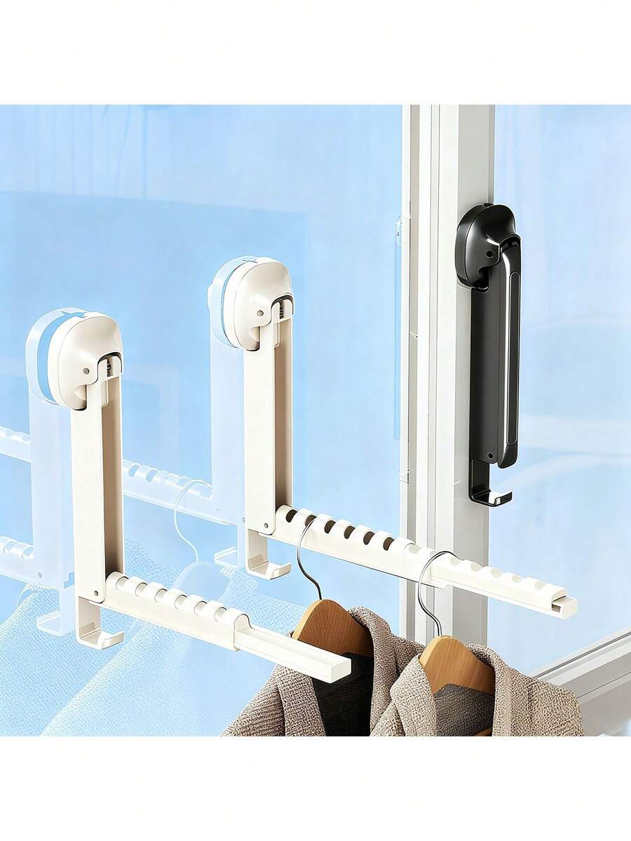 1pc Retractable Folding Clothes Drying Rack, Wall Mounted Balcony Hanger, Window Hanging Clothes Rack, No Drilling Required, Extendable Laundry Dryer