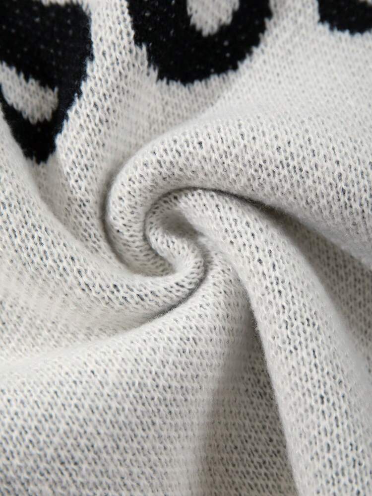 ANDREILEE 男士休闲宽松纯色数字和英文字母图案套头毛衣，通勤百搭，秋冬季 - 杏色 - 查看 11