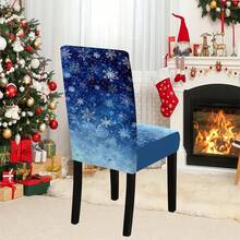 1/4/5/6/7/36pcs Christmas Snowflake Pattern Chair Cover/Seat Covers Set, Suitable For Indoor Home, Restaurant, Hotel, Ideal Choice For Modern Daily Decoration. Tablecloth Fits Square Dining Table, Elastic Chair Covers Are Washable.