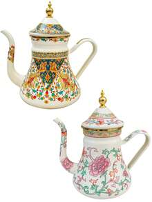 1pc 1L Enamel Kettle, Thick With Filter Spout, Scandinavian Style Retro Gold-Plated Craft, Multifunctional, Heat-Resistant, Durable Material, Suitable For Gas & Electric Stoves, Boiling Tea/Coffee, Can Be Used For Oil/Vinegar/Water, Suitable For Home, Restaurant, Outdoor Camping Coffee & Tea Brewing