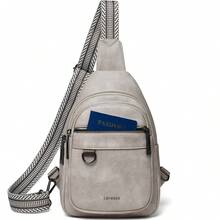 Sling Bag For Women Men Vegan Leather Crossbody Bags Fanny Pack Purse Backpack Over Shoulder Bag Travel Anti Theft,Vacation Essentials&Back-To-School Essentials - 淺灰色 - 查看 1