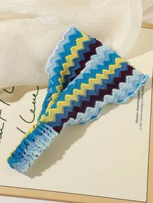 1pc Retro Colorful Striped Wavy Knitted Headband, Wide Boho Style Hair Accessory Suitable For Daily Life, Autumn Outdoor Activities Winter Scarf Warm Hair Bands Women Bandanas Women Hair Accessories - Multicolor - View 6