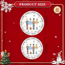 10pcs/20pcs/40pcs/50pcs,Christmas Nutcracker Paper 7inch And 9inch Plates Merry Christmas Round Party Plates Winter Holiday Ballet Rocking Horse Fairy Ornaments Disposable Dinner Dessert Plates For Xmas Events Gatherings Party Supplies - White - View 3