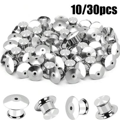 10pcs/30pcs Metal Pin Back Locking Pin Keeper Clasp - Durable Alloy Brooch Enamel Lapel Pin Locking Pin Backs For Jewelry Making, Crafts, Sewing & DIY Projects - Secure Metal Pin Backing For Brooches, Pins, And Accessories, Craft Supplies, Sleek Metallic Finish, Metallic Construction, Metal Pin, Safety Pin, Pin For Backpack, Jw Collar Holder, Brooch Back, Brooch Making Supplies, Brooch Pin For Craft