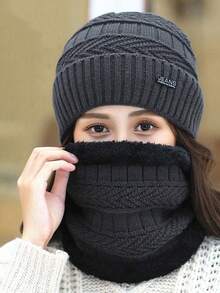 2pcs Pleated Knit Hat And Gloves Set For Women, Solid Color, Comfortable And Warm For Outdoor Use In Autumn/Winter, Fashion Versatile Knitted Beanie And Gloves Set, Suitable For Skiing, Cycling, Fishing, Commuting, Ideal Gift Accessories For Winter