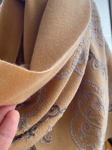 1pc Faux Cashmere High-Quality Bohemian Embroidered Scarf For Women, Fashionable & Versatile, Thick & Warm, Tasseled Embroidery Shawl Wrap, Suitable As Gift For Women/Mothers, Daily Wear