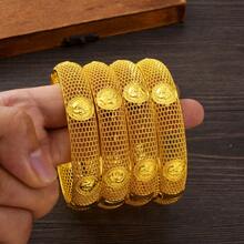 4 件套经典镂空手镯，优雅金色手镯，非洲新娘婚礼派对珠宝礼物 - 金黃色 - 查看 6