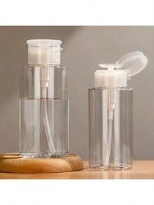 1 Stück 100/200ml transparente Pumpflasche, klare nachfüllbare Reiseflasche, geeignet für Hautpflege, Toner, Lotion, Makeup-Entferner, Nagellackentferner, auslaufsicherer Kosmetikbehälter, wiederverwendbar für Zuhause, Wohnmobil, Reisen