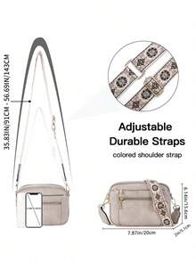 New Retro Quilted Embroidery PU Small Square Shoulder Bag – Multi-Functional Crossbody Messenger Handbag With Multi-Partition Design, Perfect For Daily Commuting, Shopping, Or As A Gift - Xám - Xem 4