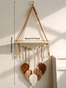 1 chiếc kệ treo tường hình lá đan thủ công, phong cách Bohemian, kệ gỗ treo tường, thích hợp cho phòng tắm, phòng ngủ, phòng khách, không bao gồm kẹp. - Nhiều màu - Xem 12