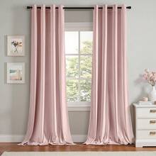 2 Panels Blackout Curtains Solid Soft Grommet Mustard Yellow Thermal Insulated Soundproof Room Darkening Curtains/Drapes/Panels Fall Living Room Bedroom 52 X 90 Inch - 淺粉色 - 查看 12