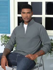 Men's Lightweight Quarter Zip Pullover Windbreaker For Golf  Hiking  Running Wind Breaker Jackets With Pockethalloween - 灰色 - 查看 6