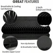 MX    Gel Seat Cushion For Long Sitting Extra Thick Gel Cushion For Wheelchair Soft Chair Pads Cushion For Office Home Chairs Car Seats Long Trips Back Sciatica Hip Tailbone Pain Relief Cushion Black - 黑色 - 查看 3