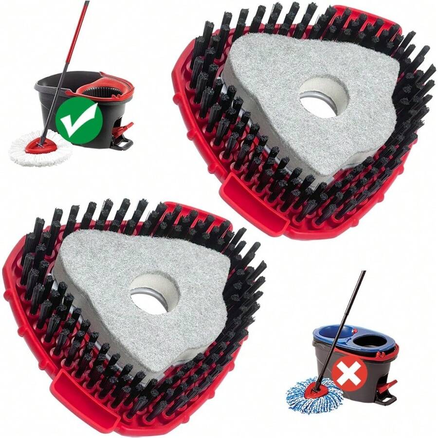 4-Pack High-Performance Spin Mop Replacement Heads – 40% More Absorbent Microfiber Pads For 1-Tank Mop Systems - 2 Scrub Brush Heads - View 1