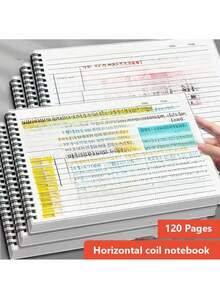 1 pièce Cahier spirale format B5, contenant 60 ou 120 pages, avec des pages transparentes épaisses et une reliure spirale horizontale, pratique pour tourner les pages, convient pour la prise de notes, la tenue d'un journal et l'écriture créative - B5 - Voir 3