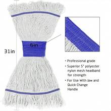 Loop-End Commercial String Mop Head – 6-Inch Highly Absorbent Cotton Blend Replacement For Industrial & Home Use - 白色 - 查看 6