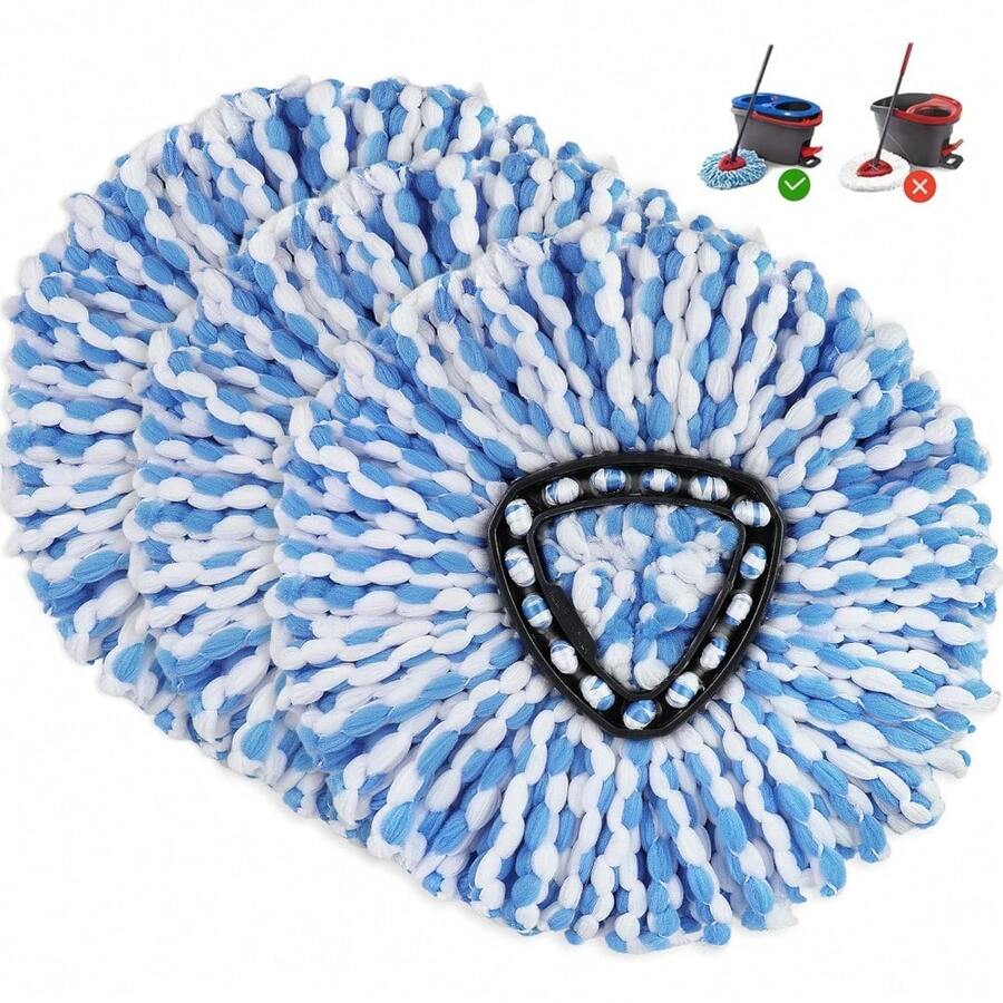 3 Paquetes de Repuestos de Cabezales de Mopa Giratoria - Almohadillas de Microfibra Reemplazables para Sistemas de Mopa Giratoria, Lavables a Máquina - 3 piezas para base Rinseclean - Ver 1