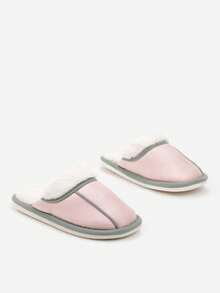 Pantoufles en fausse fourrure douce pour femmes, confortables pour l'hiver et décontractées - Rose bonbon - Voir 4