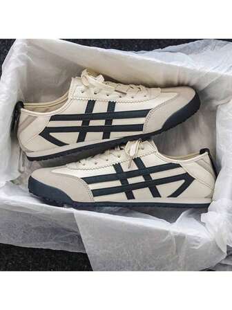 (Size Run Small) Fashionable Minimalist Unisex Casual Sneakers, Commuting Comfortable Flat Gump Shoes (Tongue Logo & Lace Holes Random)