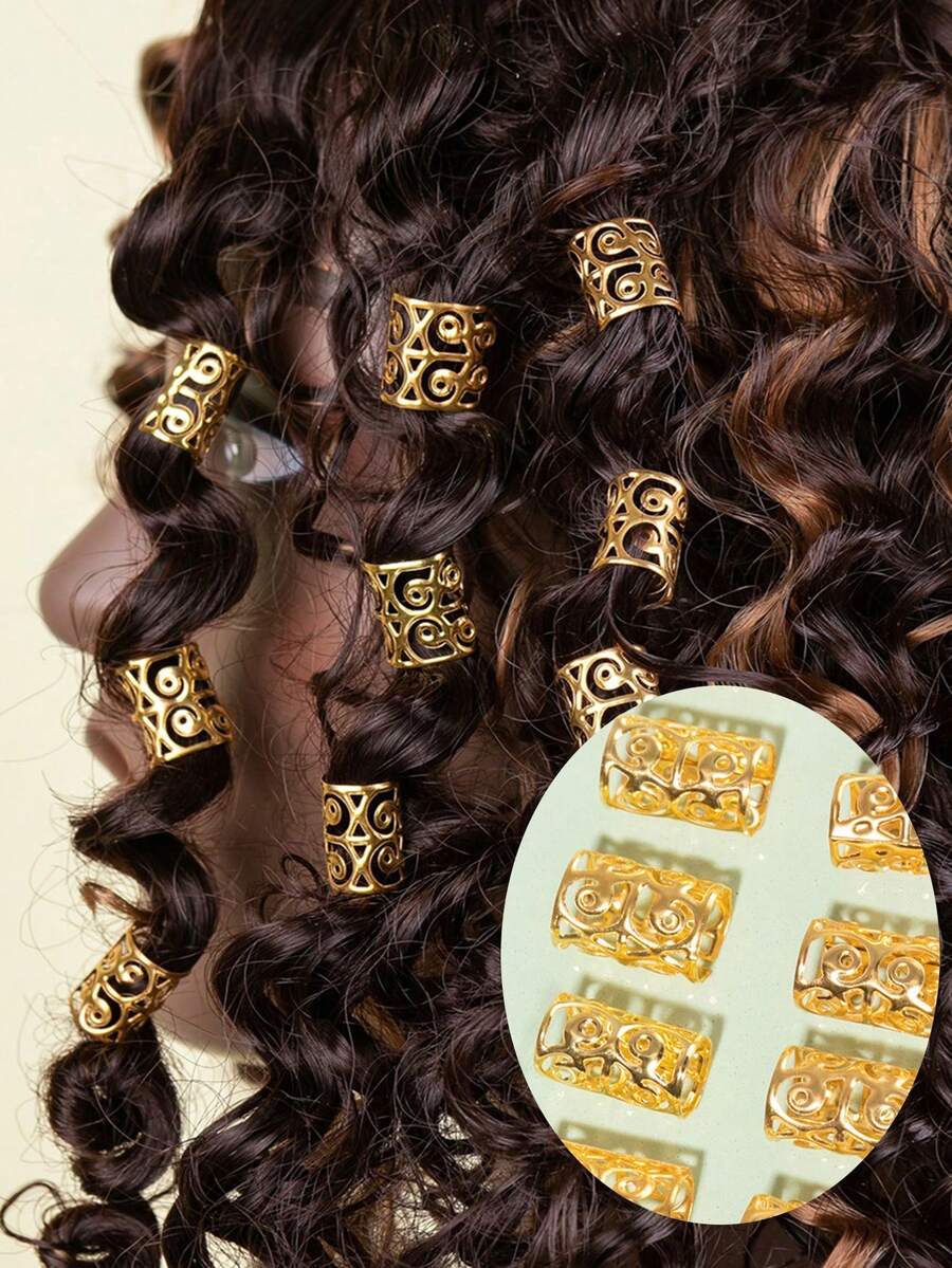50pcs Bohemian Style Sea Snail Hair Braids Decoration, Adjustable Metal Hair Hoop, Ideal For Dreadlocks, Hairstyling And Beauty Care