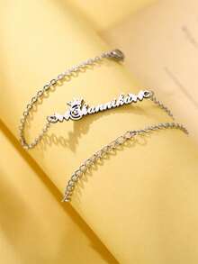 Vòng chân bằng thép không gỉ khắc chữ cái đầu tên tiếng Ả Rập theo yêu cầu, kèm mặt dây chuyền hình bướm và trái tim, trang sức dành cho nữ. - Nhiều màu 3 - Xem 10