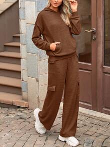 PRETTYGARDEN Women's  Spring Fall  Sweatsuits 2 Piece Sets  Outfits Lounge Matching Hoodie Set Travel Going Out Outfits Track Suits Winter Clothes New Years Valentine Vacation Outfits For Women Sweatsuit Set Women - 棕色 - 查看 4