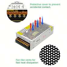 12V 20A 240W Power Transformer Switch Alternating Current 110V/ 220V To Direct Current 12V 20amp Switching Power Adapter Converter, Used For Driving LED Light Strips, CCTV Surveillance Camera Security Systems - Silver - View 6
