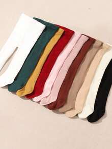 5 Pairs Baby Solid Color Tights, Autumn/Winter