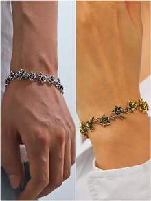 New Vintage Floral & Tree Design Bracelet, Unique Creative Accessory For Men & Women