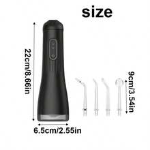 1pc Portable Oral Irrigator /Rechargeable Water Jet Dental Cleaner With 3 Modes And 4 Different Nozzles, The Battery Capacity Is 1200mAh,Suitable For Travel And Home,Great Gifts For Women(Black)