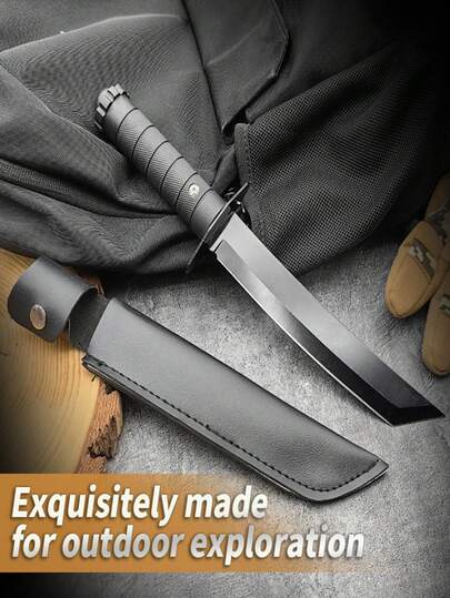 Straight-bladed fixed-type EDC hunting, camping, survival, fruit knife for picking fruits, outdoor tactics, multi-purpose tool that can be carried around