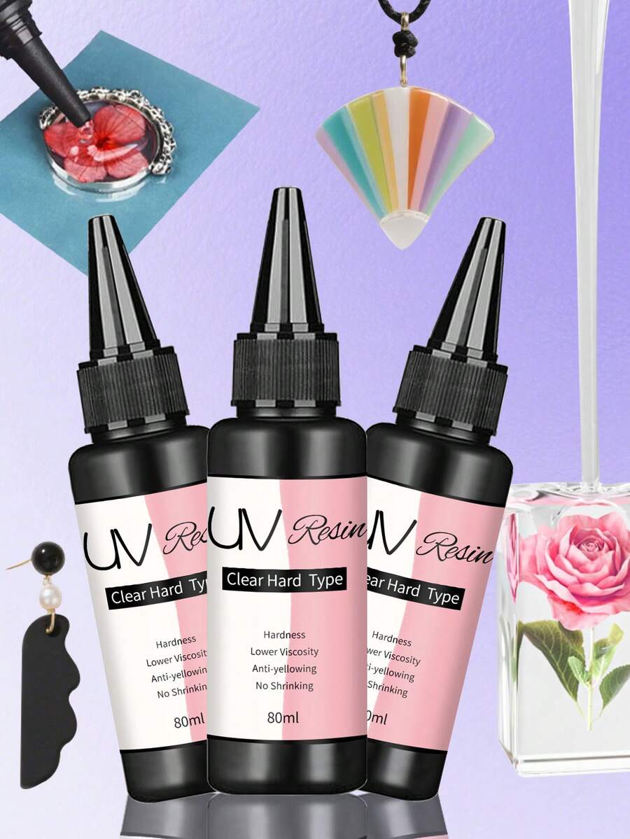 80ml/160ml/240ml/320ml/400ml -UV Resin Starter Kit For DIY Jewelry - Clear, Low Viscosity, No Shrinkage - Ideal For Pendants, Earrings & Bracelets