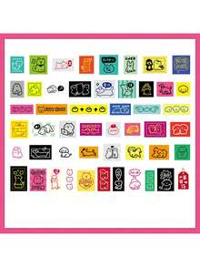 50pcs/Pack Infeel.Me Waterproof UV Printing Sticker Set, Vintage Style Decorative Labels, Die-Cut Scrapbooking Craft Supplies Back To School - Multicolor - View 13
