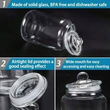 2 Pcs 1.3 Gallon Glass Jars With Lids - Airtight Food Storage Containers, Perfect For Coffee, Snacks, And More - Ideal Gift For Homemakers & Organizers, Includes 2 Scoops, 2 Erasable Pen, And 2 Stickers, Kitchen Essentials|Round Glass Jars|Reusable Glass, Glass Food Storage - 2件5公升玻璃罐 - 查看 5