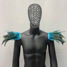 Arnés corporal con plumas para mujer, chal estilo punk victoriano con plumas naturales reales, chal encogido para carnaval, danza gótica y disfraces