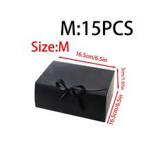3/5/15件带盖礼品盒，白色黑色10.6X8X3.2英寸礼品盒，伴娘求婚盒（带丝带），牛皮纸盒，适用于婚礼、包装、礼物、生日、圣诞节、派对