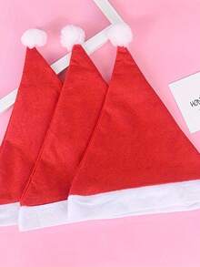 儿童帽子套装，传统红色圣诞帽，趣味家庭聚会圣诞活动装扮，圣诞风格礼物 - 彩色 - 查看 4