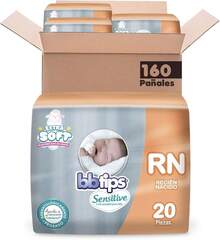 BBtips Sensitive, Recien Nacido, 160 Pañales (8 paquetes con 20 pañales) - Pañales + Salud personal cuidado,Talla 2 - Ver 7