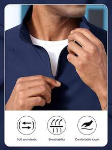 Men's Lightweight Quarter Zip Pullover Windbreaker For Golf  Hiking  Running Wind Breaker Jackets With Pockethalloween - Hải quân - Xem 6