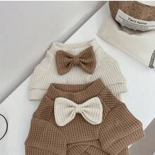 INS Stil Haustier Waffel Strick Schleife Pullover, warme Strickware für Hunde & Katzen, süße Haustier Bekleidung für Herbst/Winter