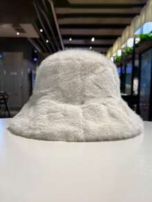 1pc Women's Autumn/Winter Plush Thickened Warm Faux Mink Fur Bucket Hat, Casual Versatile Knit Cap Suitable For Daily Use Winter Warm - Multicolor - View 10