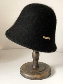 1 chiếc Mũ xô len nỉ trơn màu thường ngày dành cho nữ, Mũ xô đan đa năng, Thích hợp để đội hàng ngày, Quà tặng ấm áp mùa đông - Nhiều màu - Xem 5