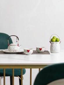 1/2/4pcs Ceramic Teacups With Cream-Colored Interior, Minimalist Ins Style Single Cup For Ladies, Cute Girly Small Cup, Suitable For Tea Drinking, Chatting, Gathering, Garden Talk, Home Reception And Restaurant Photography