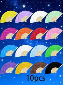 (There Are Minor Defects In The Production Process, But It Will Not Affect The Finished Product) 1PC/2pcs/9pcs/10pcs Colorful Paper Fans, Foldable Fans For Wedding Guests, An Ideal Fashion Accessory And Gift (The Front Of The Fan Is Intact, But The Back May Inevitably Have Some Staining, Please Order Carefully If You Mind)