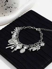 1pc Personalized Letter, Heart, Charm Bracelet Women Valentines DS3M - 古董銀 2 - 查看 6