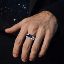 Stainless Steel For Galaxy Ring For Men - Cosmic Starry Night Design, Comfort Fit, Perfect For Engagement, Wedding, Or Valentine'S Day Gift, Wedding Jewelry |   Cosmic Design |   Durable Ring - 銀色 - 查看 8